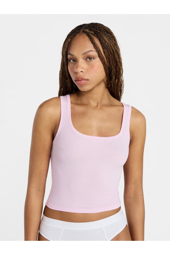 Cotton Stretch Ribbed Cropped Tank Top, Women's XS-3XL