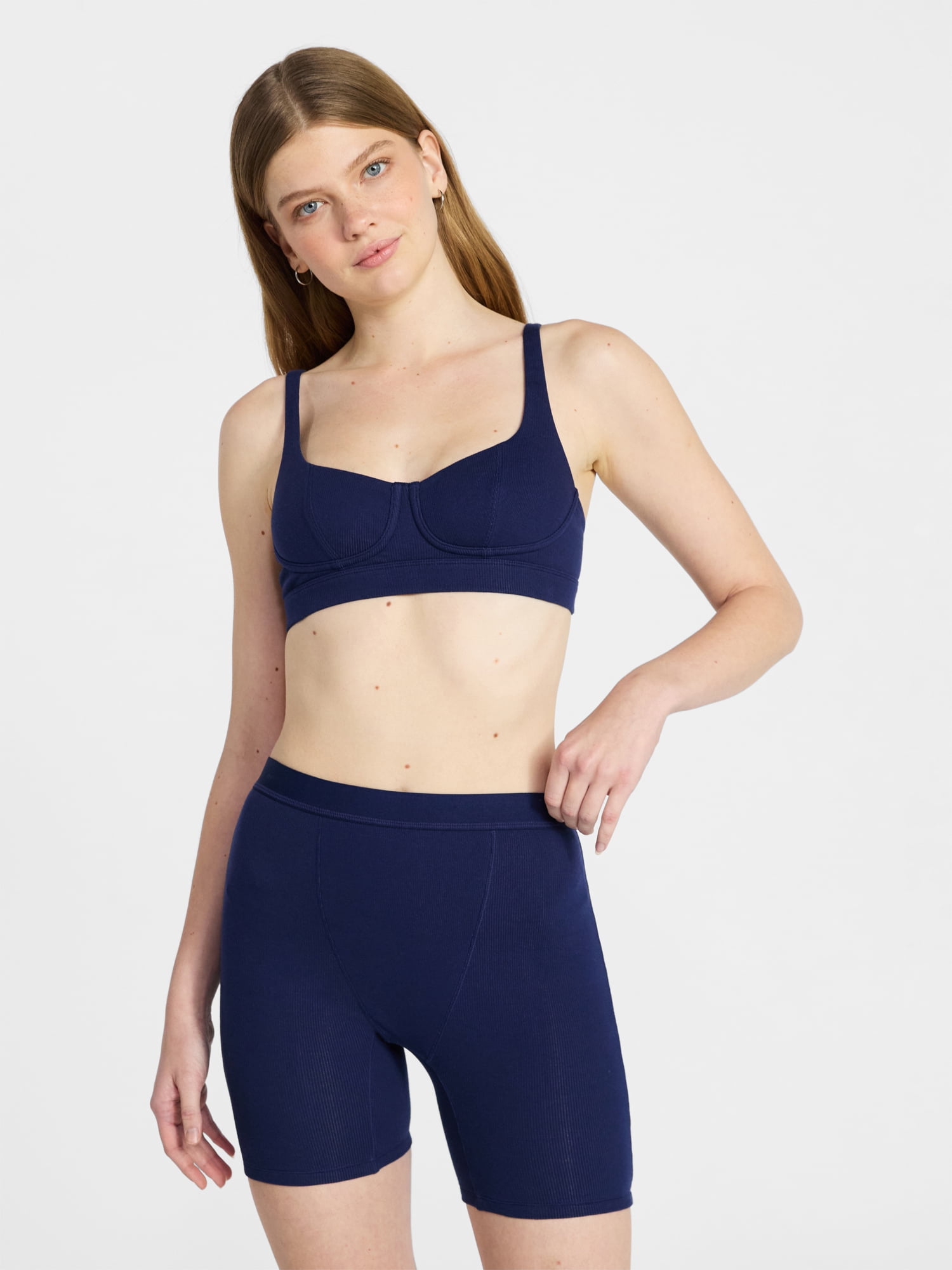 No Boundaries Women's Cotton Rib Wireless Bralette, Sizes XS-XXXL