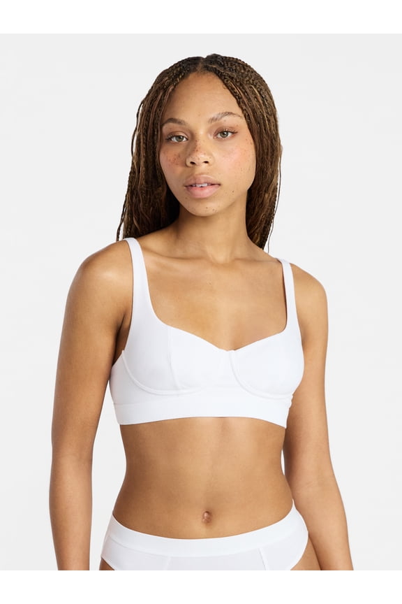 Women's Cotton Rib Wireless Bralette, Sizes XS-XXXL