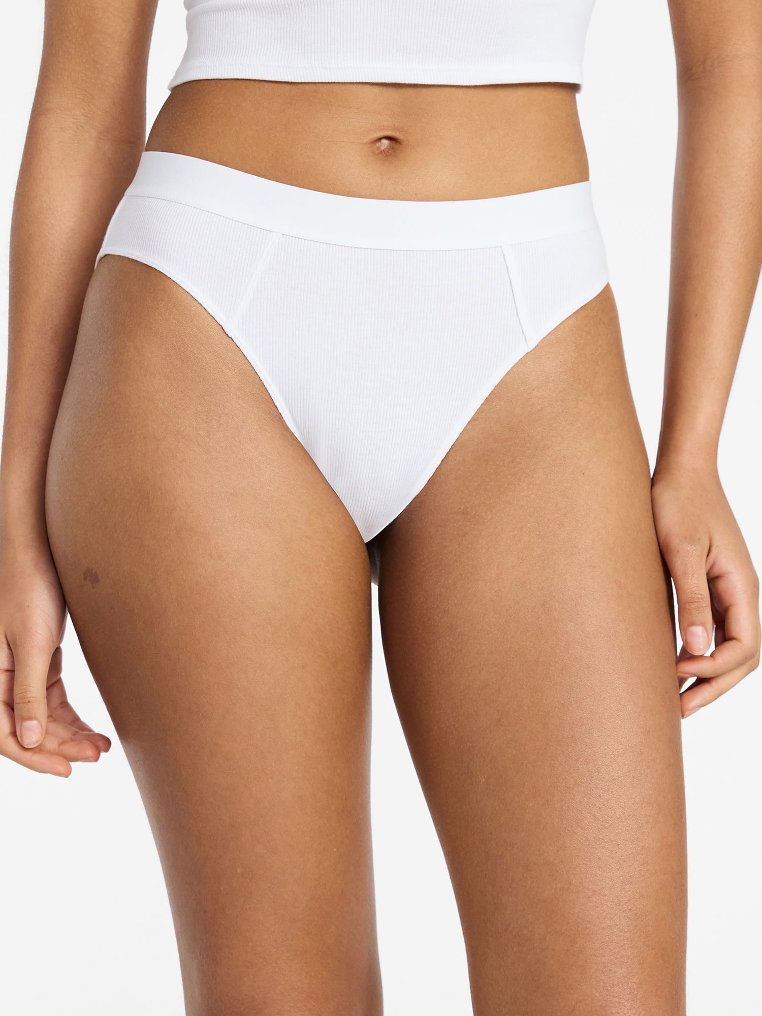 No Boundaries Cotton Ribbed Hi-Cut Brief Panty, Women's XS-XXXL