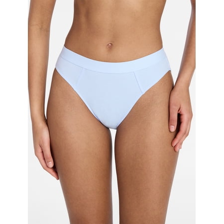 No Boundaries Cotton Ribbed Hi-Cut Brief Panty, Women's XS-XXXL