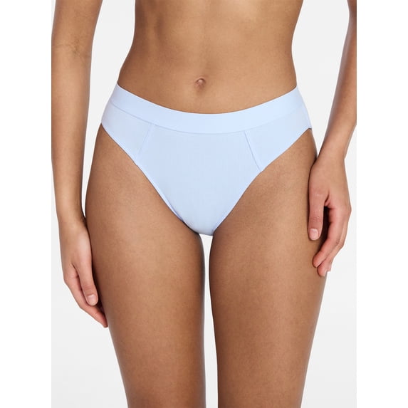 No Boundaries Cotton Ribbed Hi-Cut Brief Panty, Women's XS-XXXL