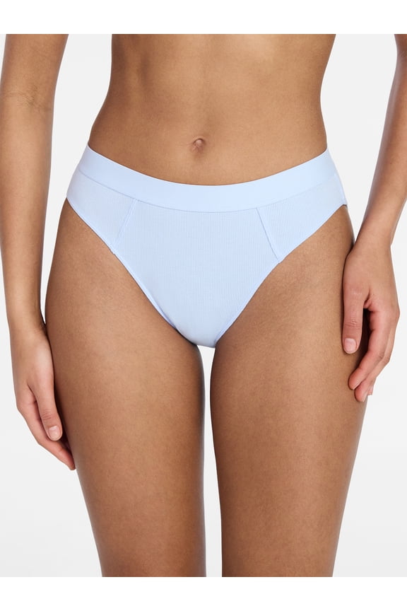 Cotton Ribbed Hi-Cut Brief Panty, Women's XS-XXXL