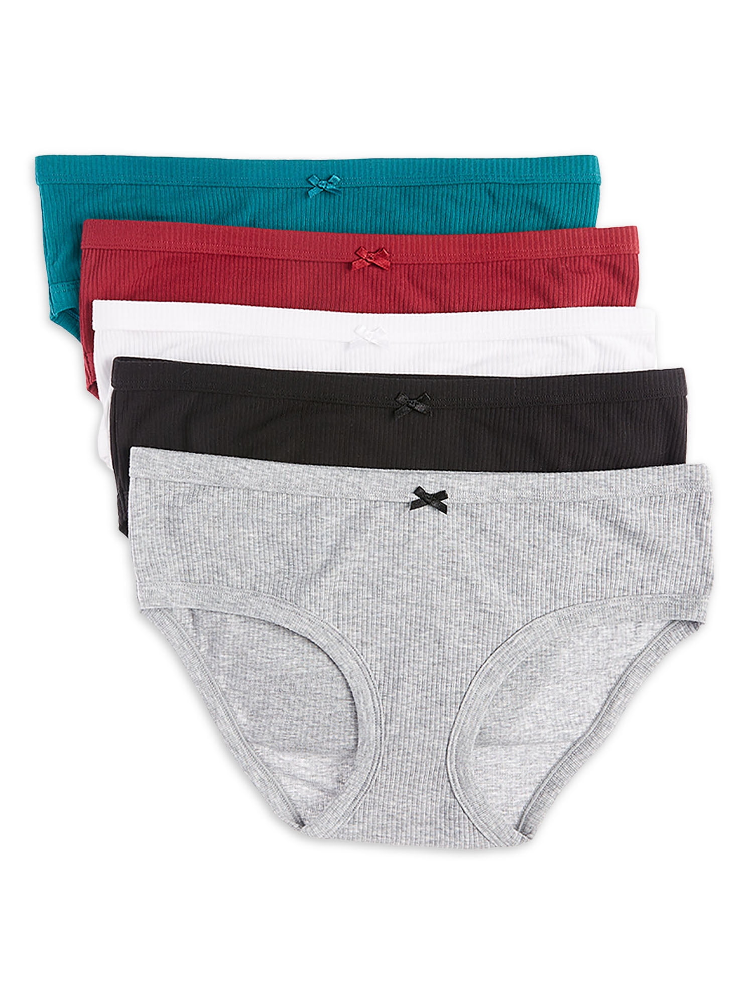 INNERSY Women's Thong Panty Cotton Sporty Thong Underwear 5-Pack (L, Vivid)  