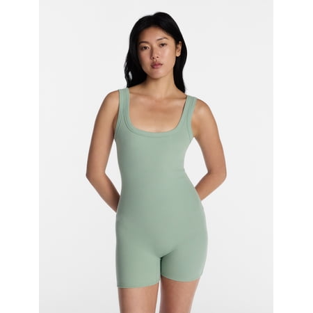 No Boundaries Cotton Stretch Ribbed Cozy Romper, Women's XS-XXXL