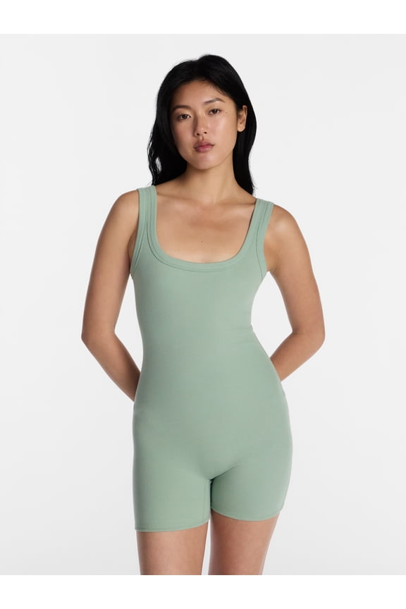 Cotton Stretch Ribbed Cozy Romper, Women's XS-XXXL