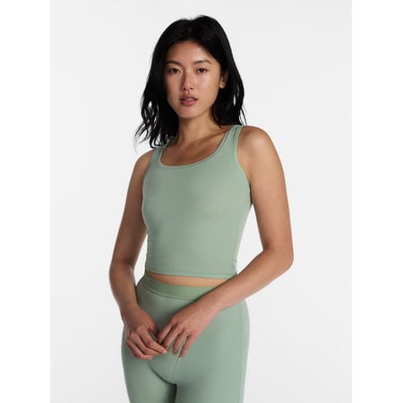 No Boundaries Cotton Stretch Ribbed Cropped Tank Top, Women’s, Sizes XS-XXXL