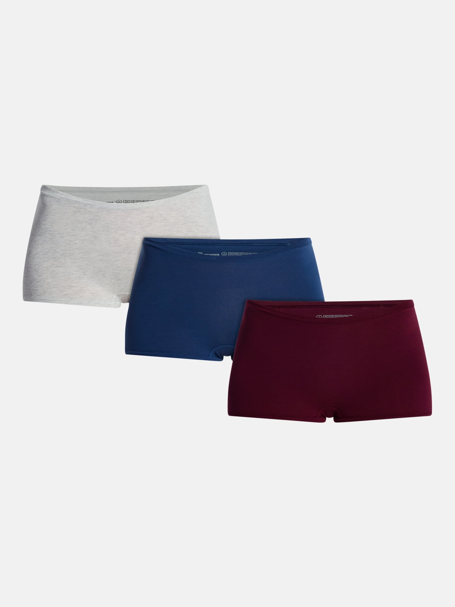 No Boundaries Cotton Stretch Jersey Boyshort Panties, 3 Pack, Women's XS-XXXL