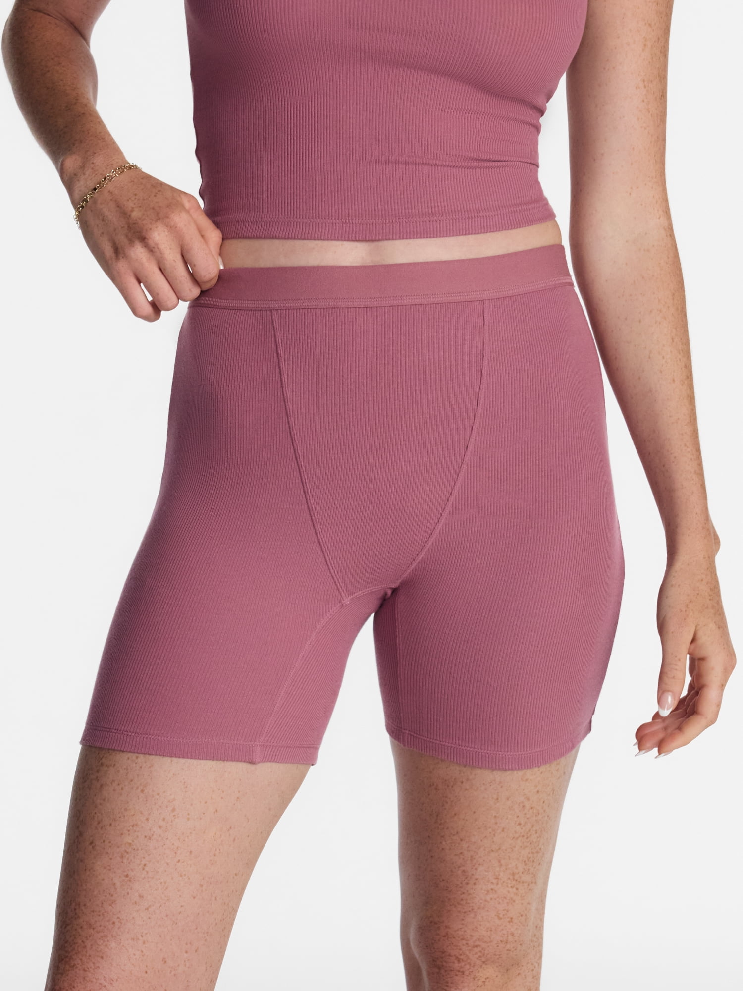 No Boundaries Cotton Stretch Ribbed Boxer Short Panties, Women's XS-XXXL