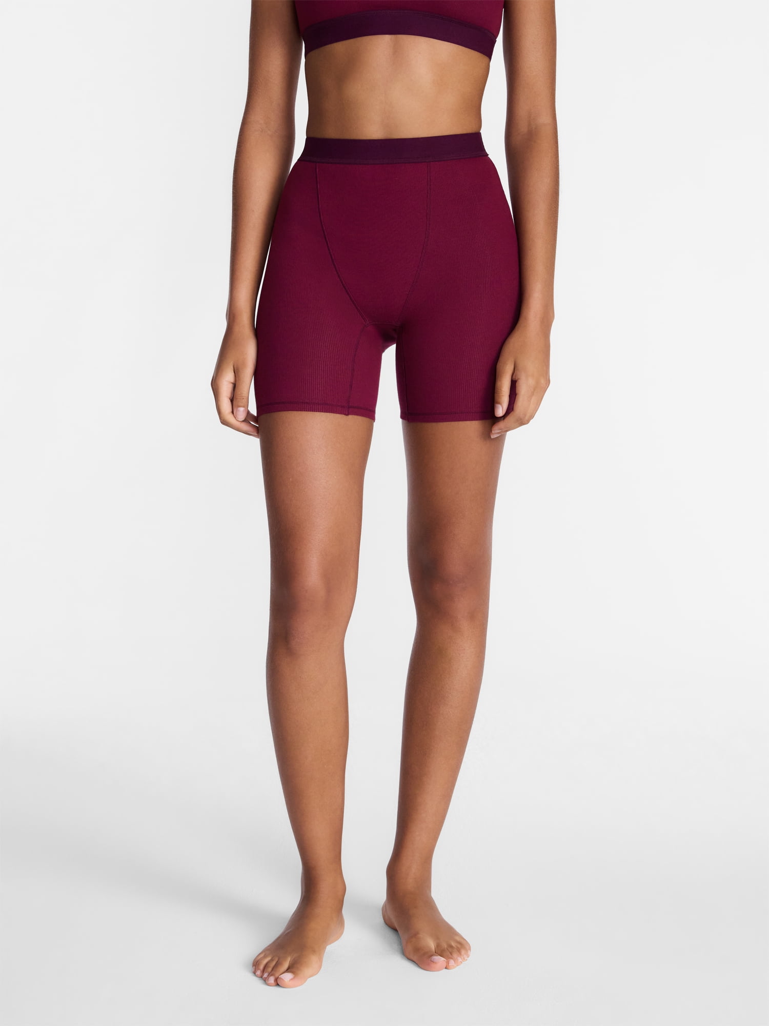 No Boundaries Cotton Stretch Ribbed Boxer Shorts, Women's XS-XXXL