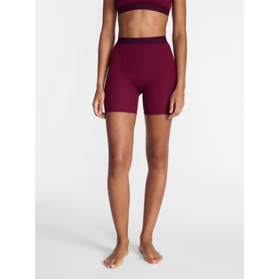 No Boundaries Cotton Stretch Ribbed Boxer Shorts, Women's XS-XXXL