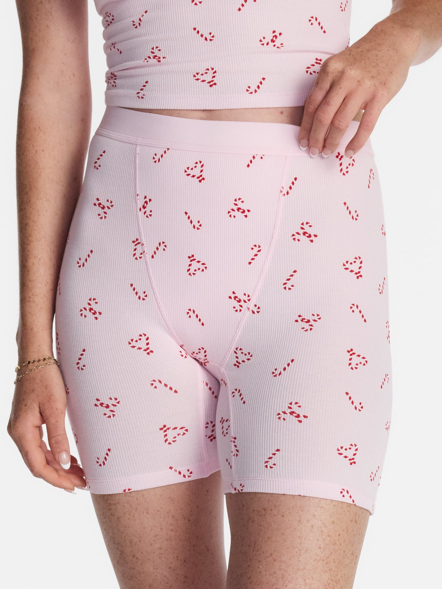 No Boundaries Cotton Stretch Ribbed Boxer Shorts, Women's XS-XXXL