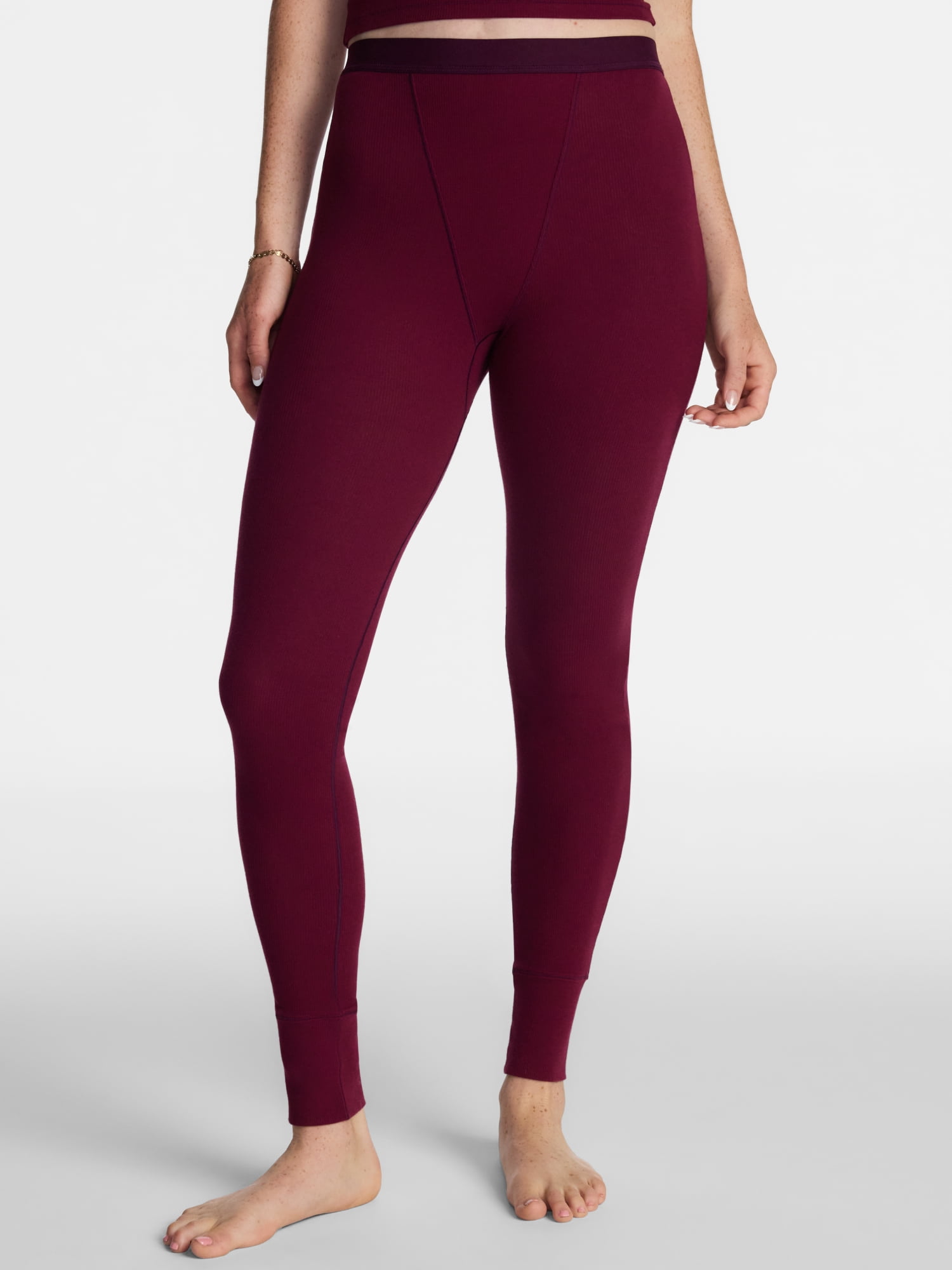 No Boundaries Cotton Stretch Ribbed Leggings, 30'' Inseam, Women's XS-XXXL