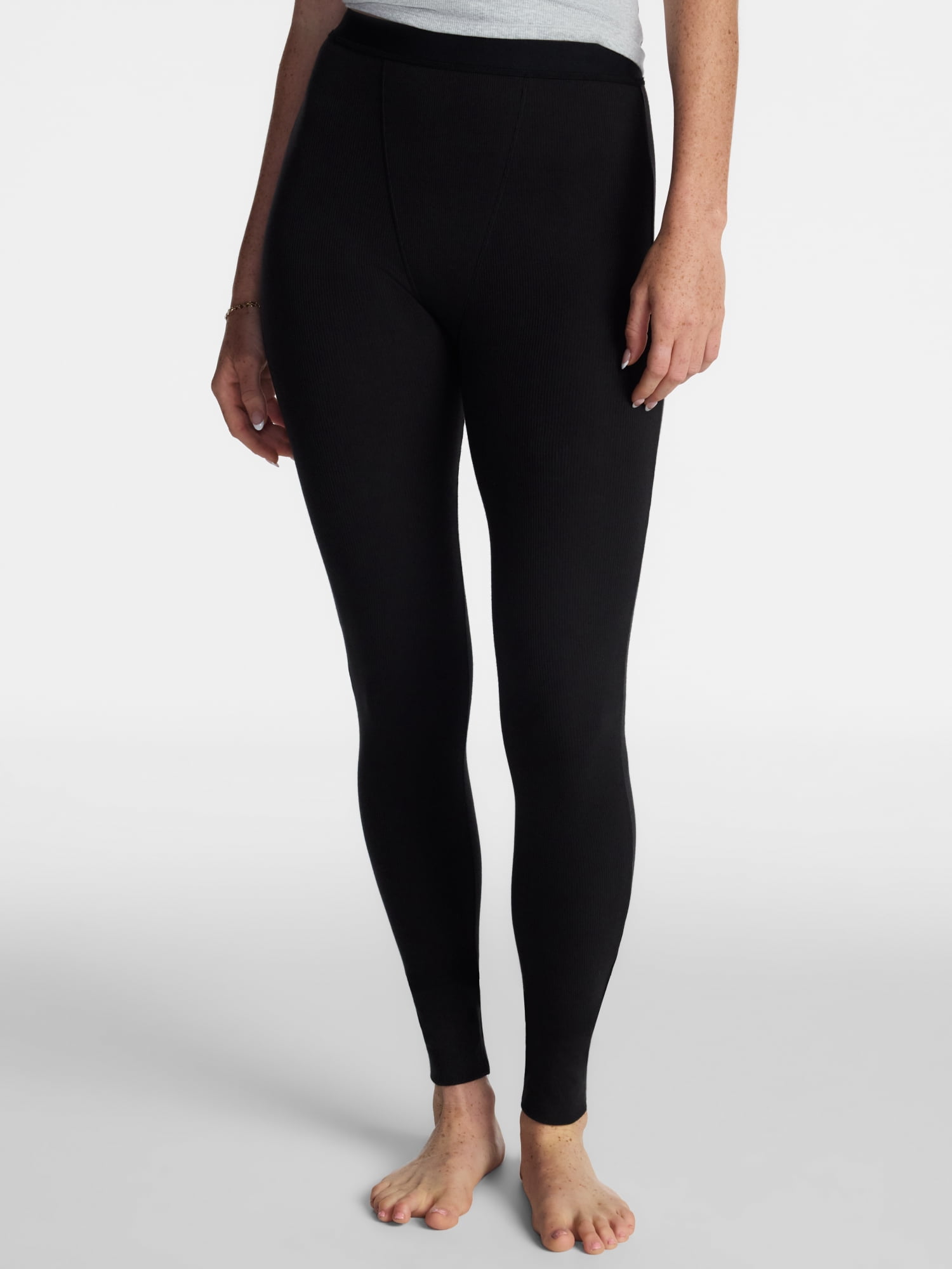 No Boundaries Cotton Stretch Ribbed Leggings, 30'' Inseam, Women's XS-XXXL