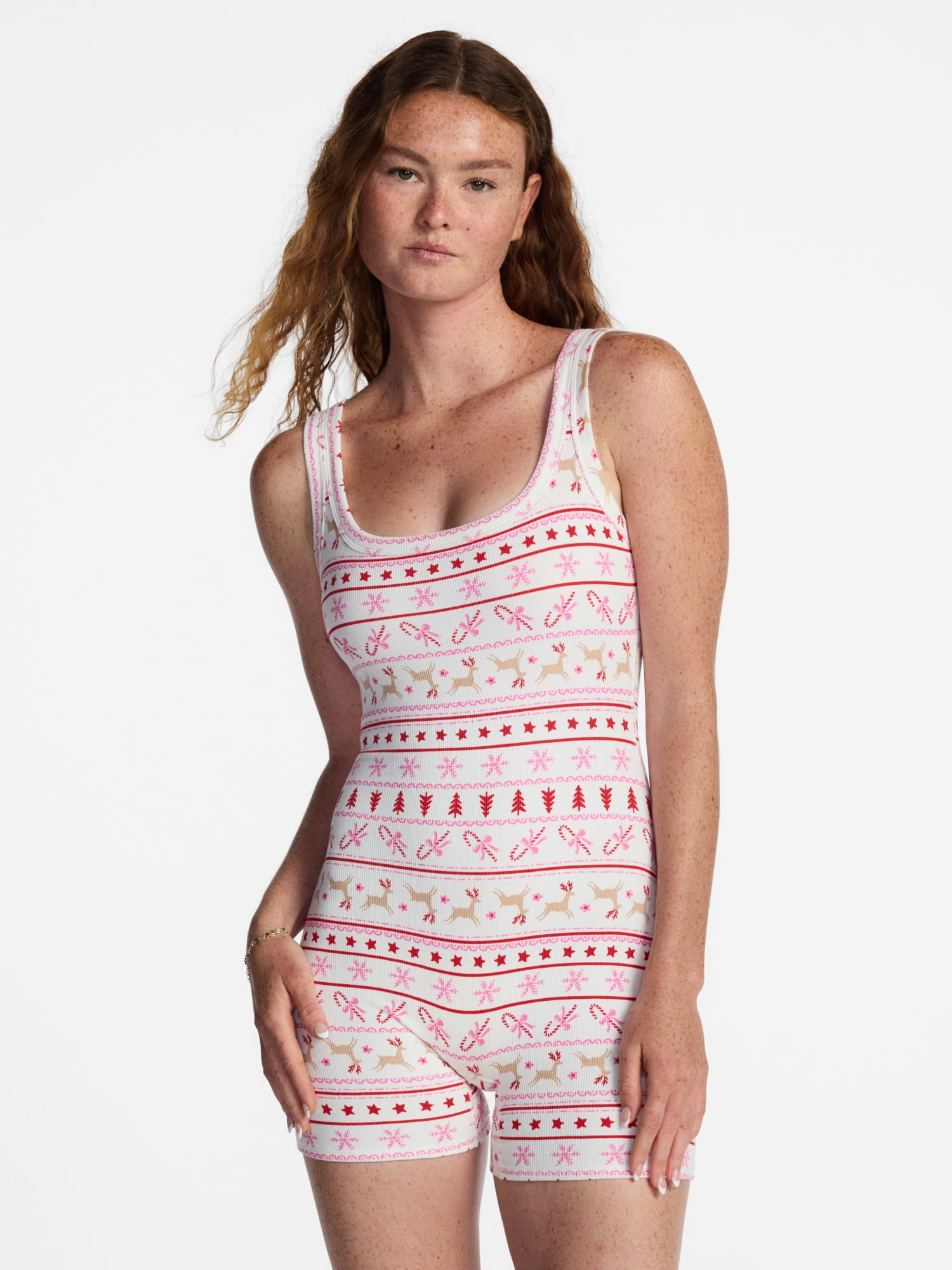 No Boundaries Women's Cotton Stretch Ribbed Romper, Sizes XS-XXXL