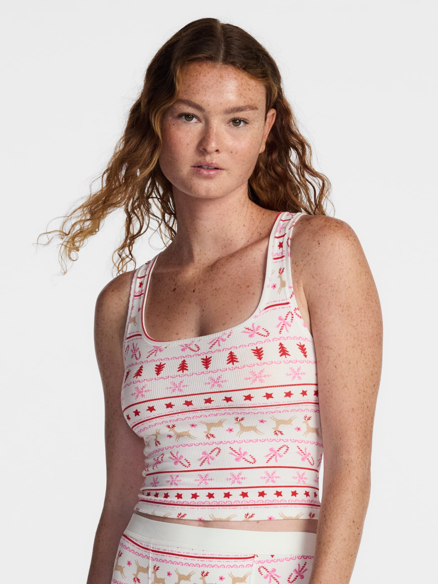 No Boundaries Cotton Stretch Ribbed Cropped Tank Top, Women's XS-XXXL