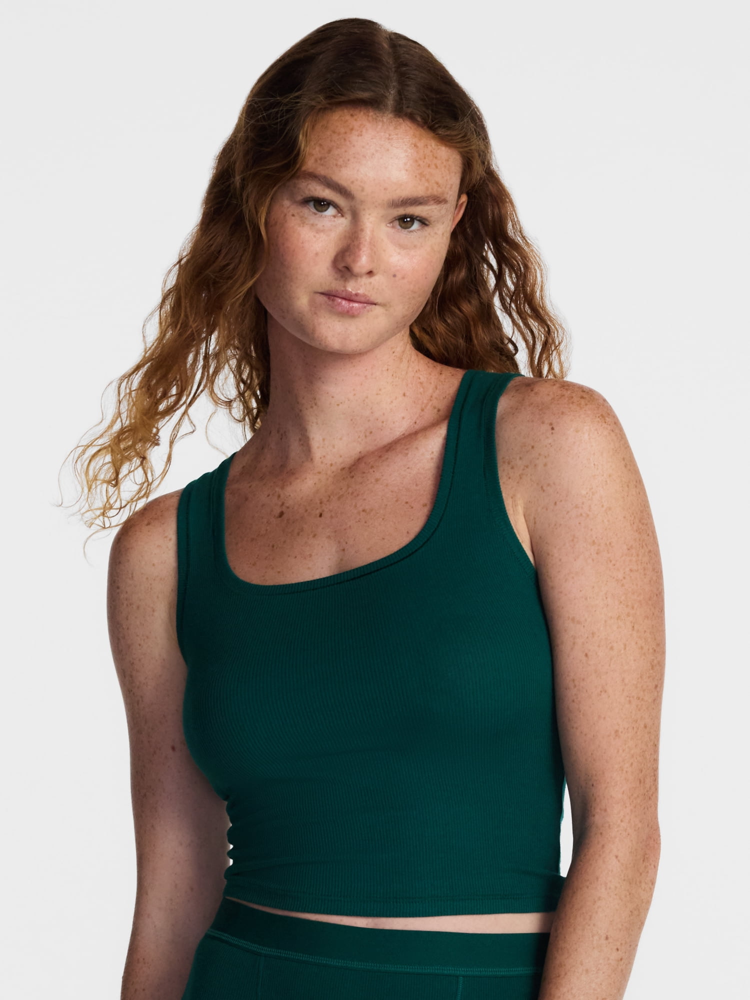 No Boundaries Cotton Stretch Ribbed Cropped Tank Top, Women's XS-XXXL