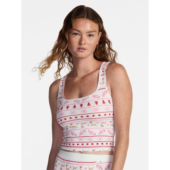 No Boundaries Cotton Stretch Ribbed Cropped Tank Top, Women's XS-XXXL