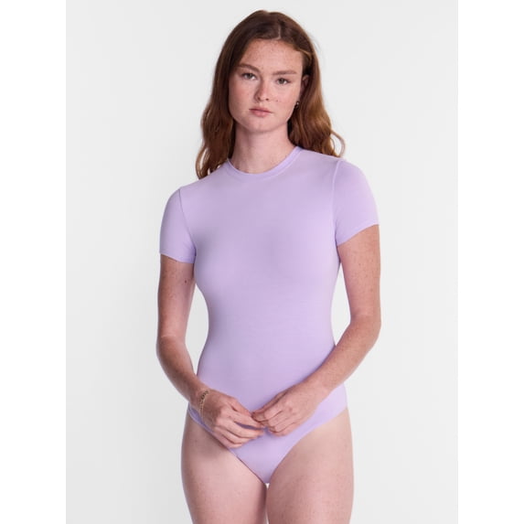 No Boundaries Cotton Stretch T-Shirt Bodysuit, Women’s XS-3XL