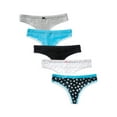 thumbnail image 1 of No Boundaries Women's Cotton Thong Panties, 5-Pack, 1 of 6