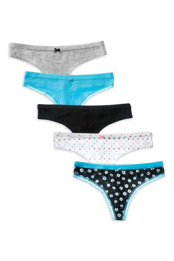 Women's Cotton Thong Panties, 5-Pack