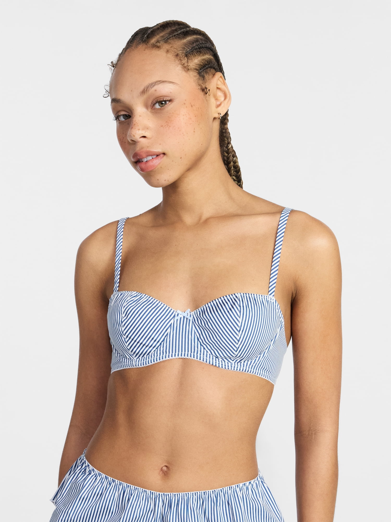 No Boundaries Wireless Woven Cotton Bra, Women's XS-XXXL
