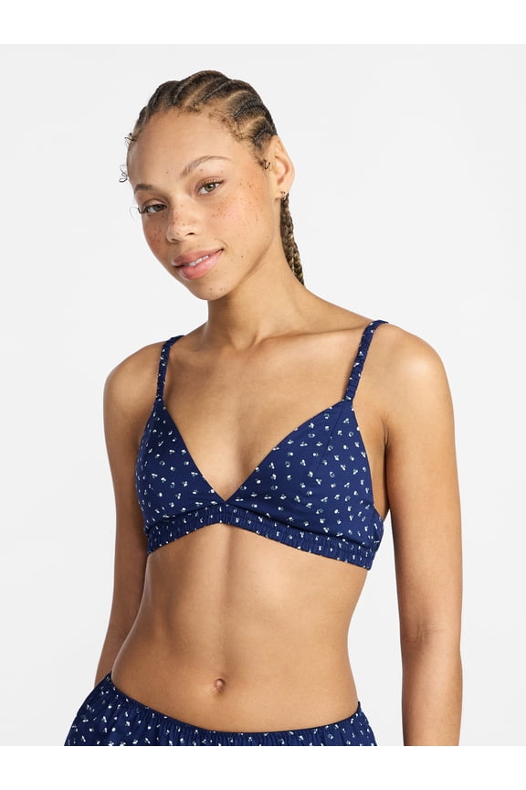 Woven Cotton Triangle Bralette, Women's XS-XXXL