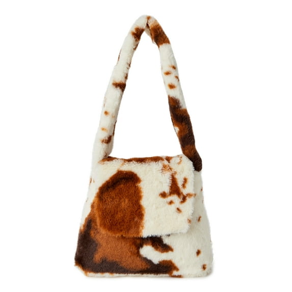 No Boundaries Women's Cow Print Layla Handbag Brown