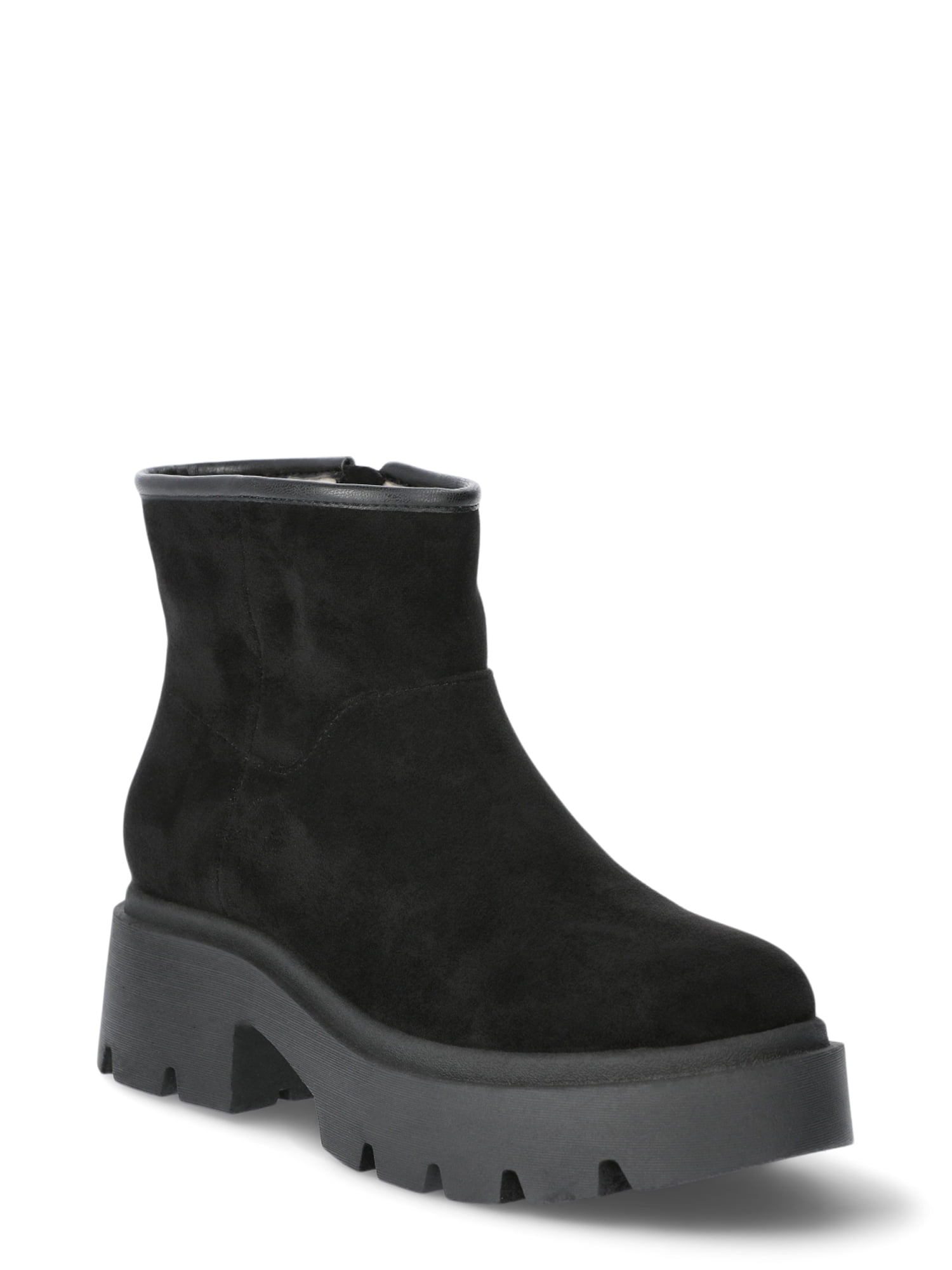 No Boundaries Women s Cozy Lug Sole Ankle Boots Walmart