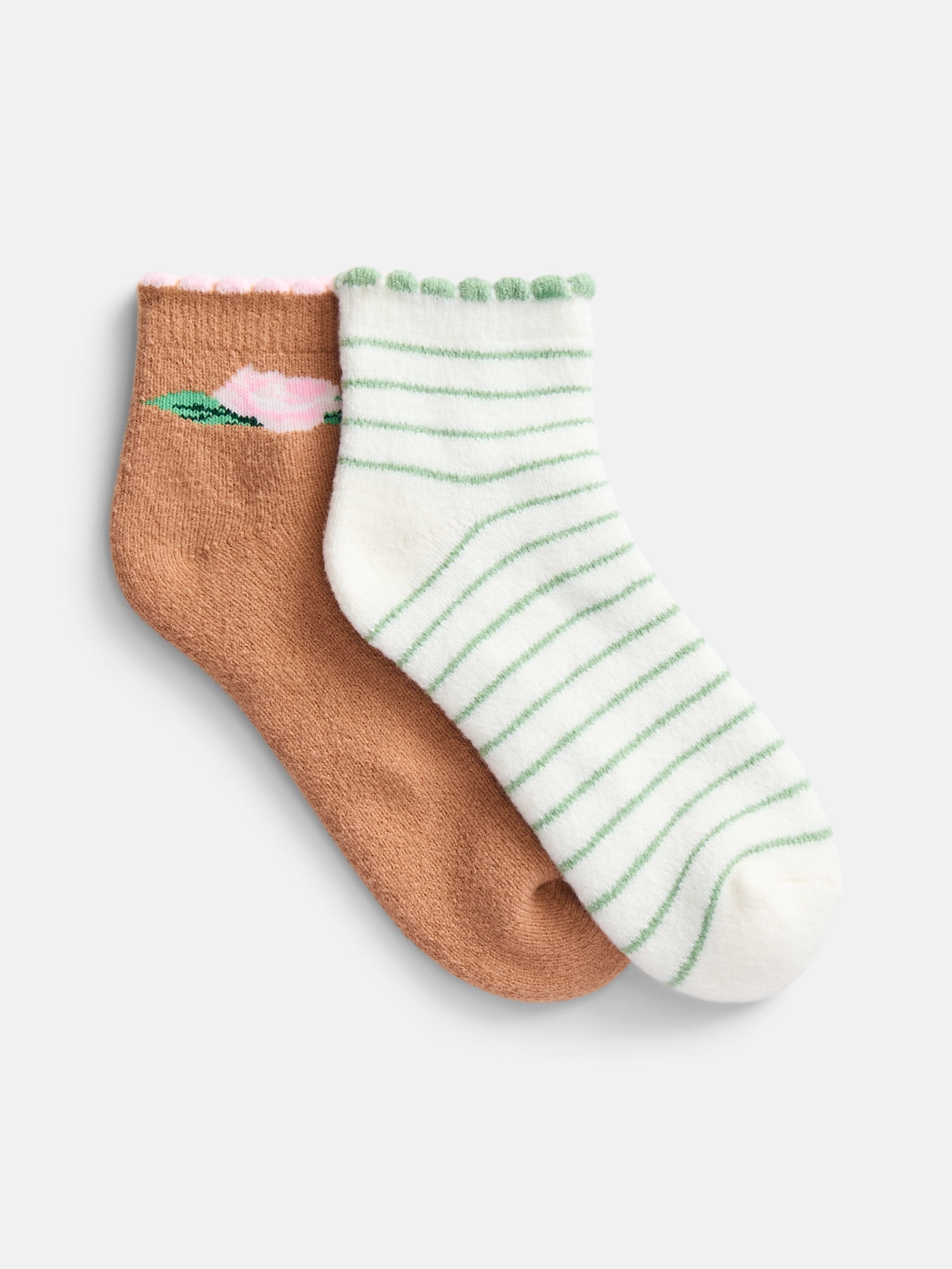 No Boundaries Women's Cozy Ankle Socks, 2 Pack, Shoe Sizes 4-10