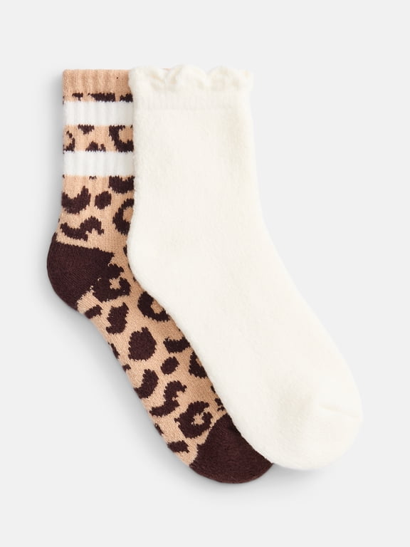 Women's Cozy Mid Crew Socks, 2 Pack, Shoe Sizes 4-10