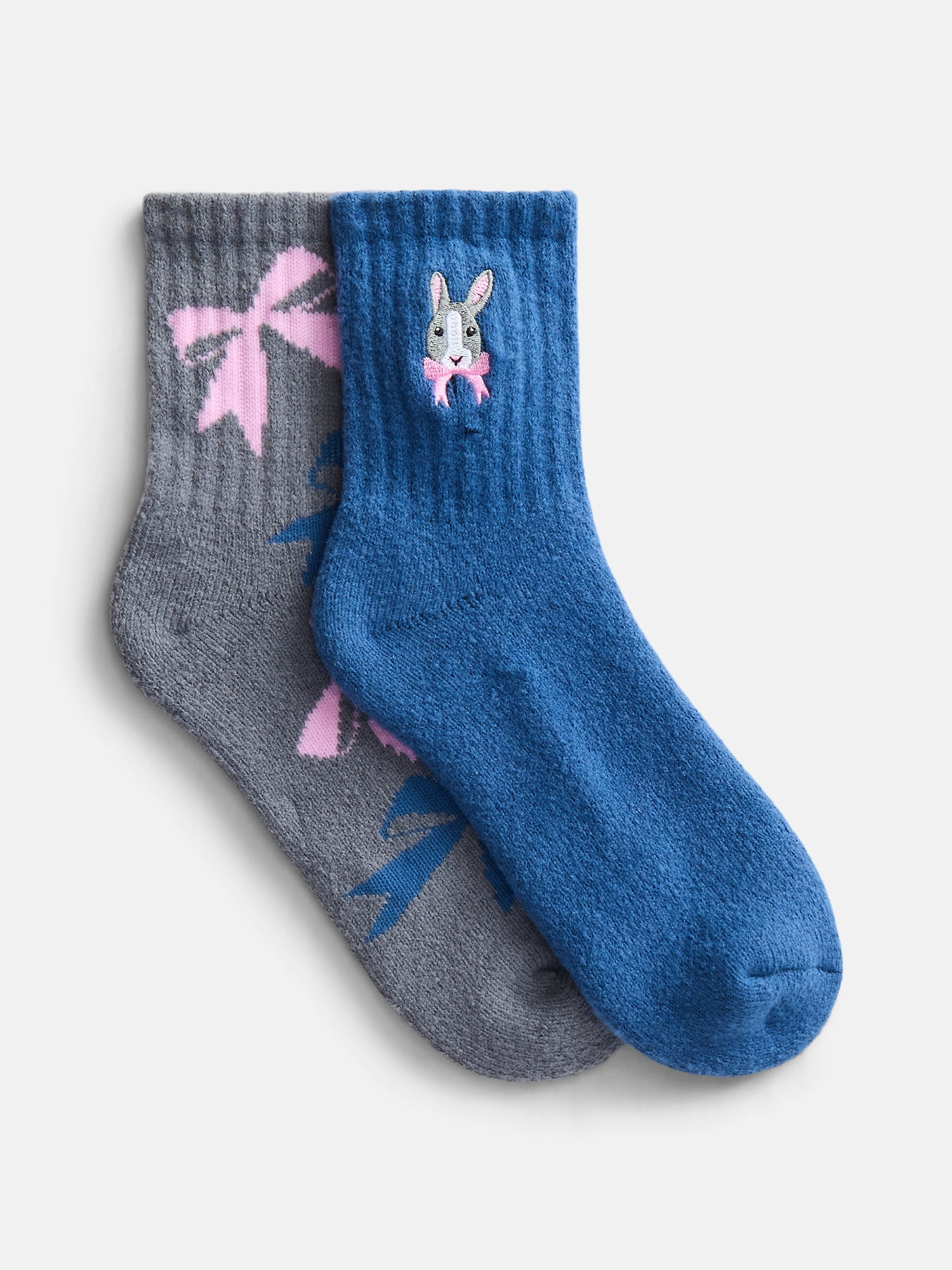 No Boundaries Women's Cozy Mid Crew Socks, 2 Pack, Shoe Sizes 4-10