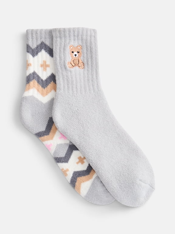 Women's Cozy Mid Crew Socks, 2 Pack, Shoe Sizes 4-10
