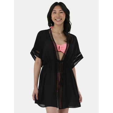 No Boundaries, Women's Crinkle Chiffon Short Coverup Cardigan, Sizes XXS - XXL