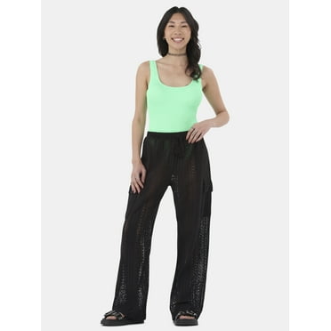 No Boundaries Women's Crochet Cargo Coverup Pants, Sizes XXS - XXL