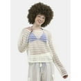 thumbnail image 1 of No Boundaries Women's Crochet Top Coverup with Long Sleeves, Sizes XXS - XXL, 1 of 5