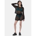 thumbnail image 1 of No Boundaries Women's Crochet Top Coverup with Long Sleeves, Sizes XXS - XXL, 1 of 4