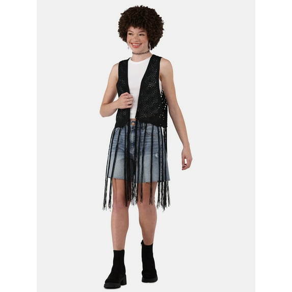 No Boundaries Crochet Vest with Fringe, Women's