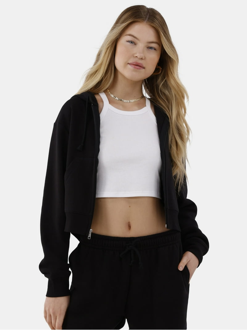 No Boundaries Cropped Zip Hoodie - women's Fleece Sweatshirt