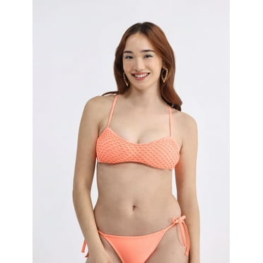 No Boundaries Women's Crossback Crochet Bralette Swim Top, XXS-XXL