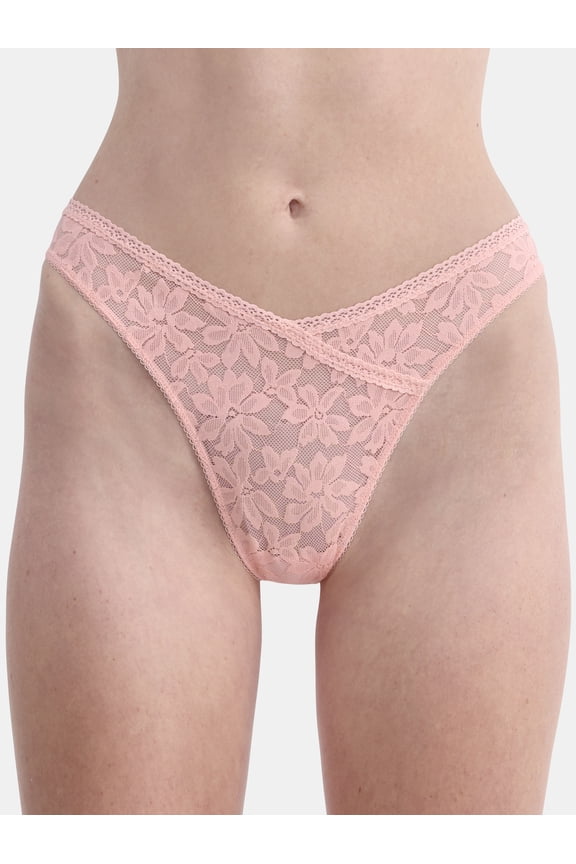 Women's Crossover Lace Thong Panty, Sizes XS to XXXL
