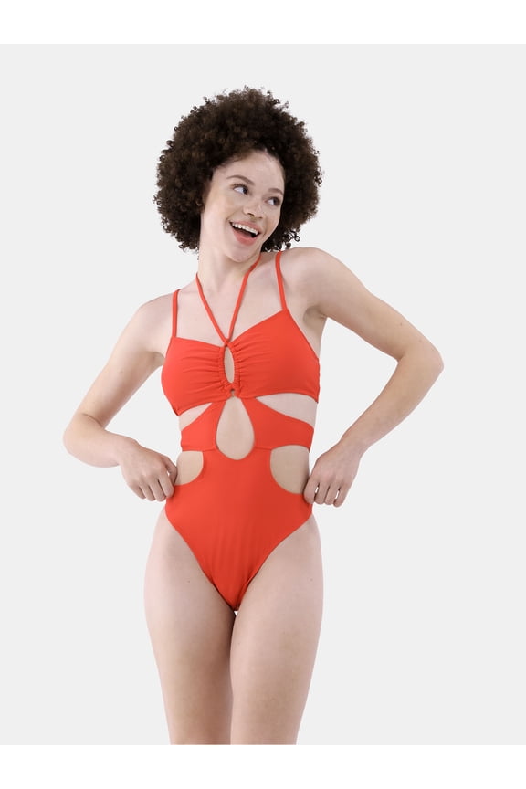 Women's Cut Out Thong One Piece Swimsuit, Sizes XXS-XL