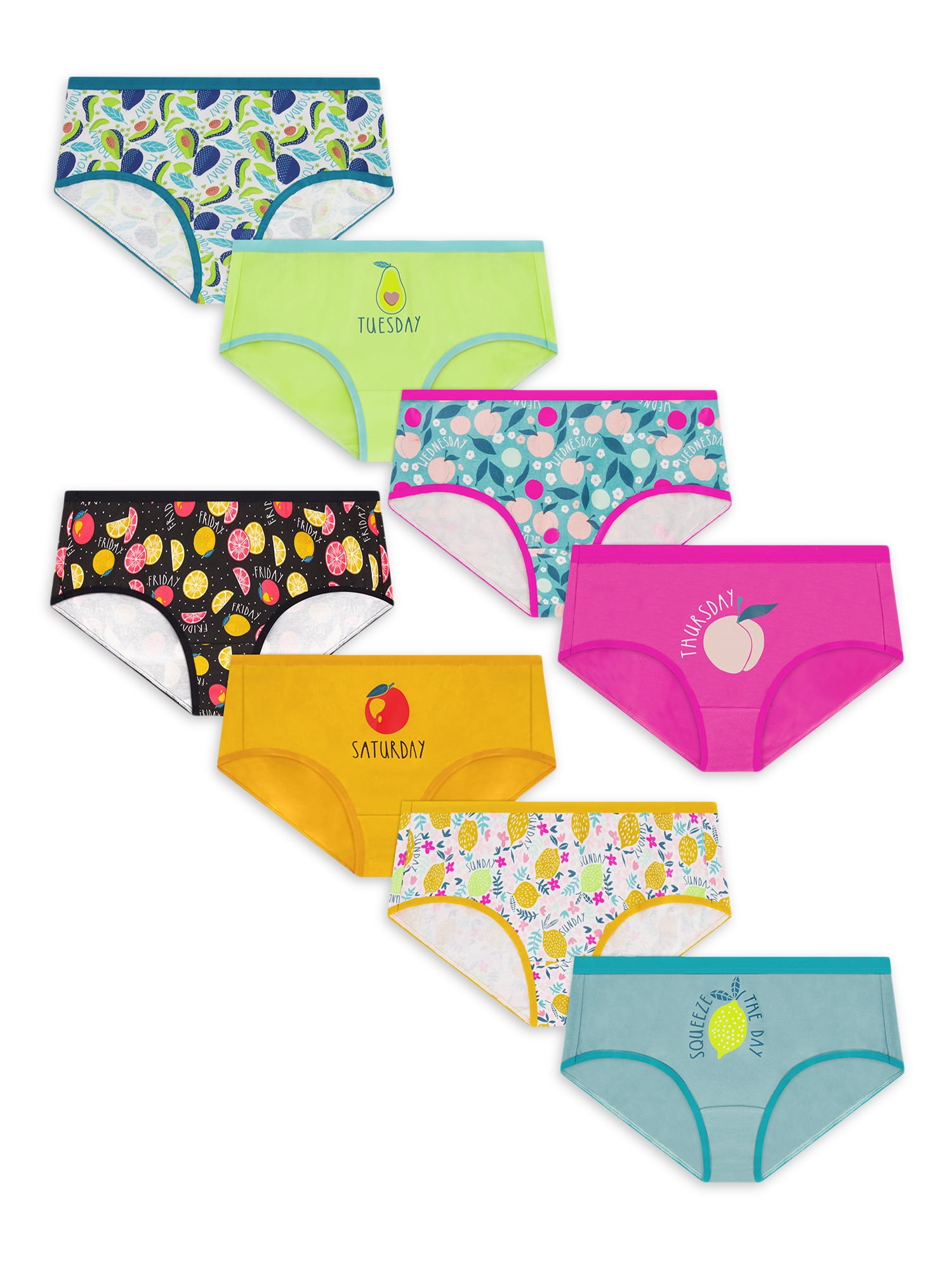 No Boundaries Women's Days of the Week Hipster, 8 Pack