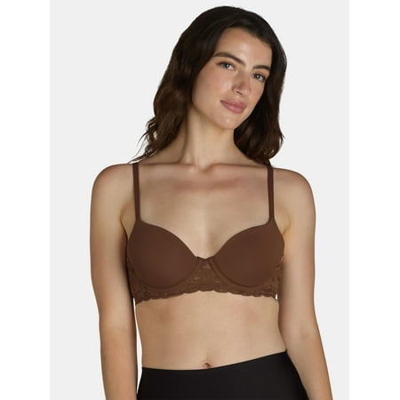 No Boundaries Women's Demi Underwire T-Shirt Bra with Sugarcup, Sizes 34A-40DD