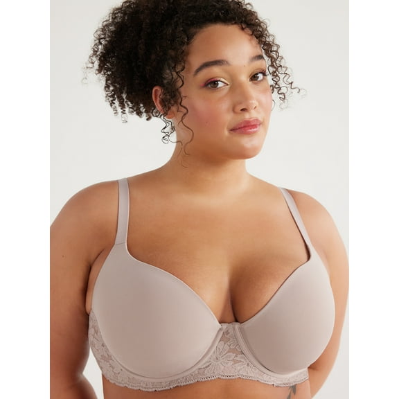 No Boundaries Women's Demi Underwire T-Shirt Bra with Sugarcup, Sizes 34A-40DD