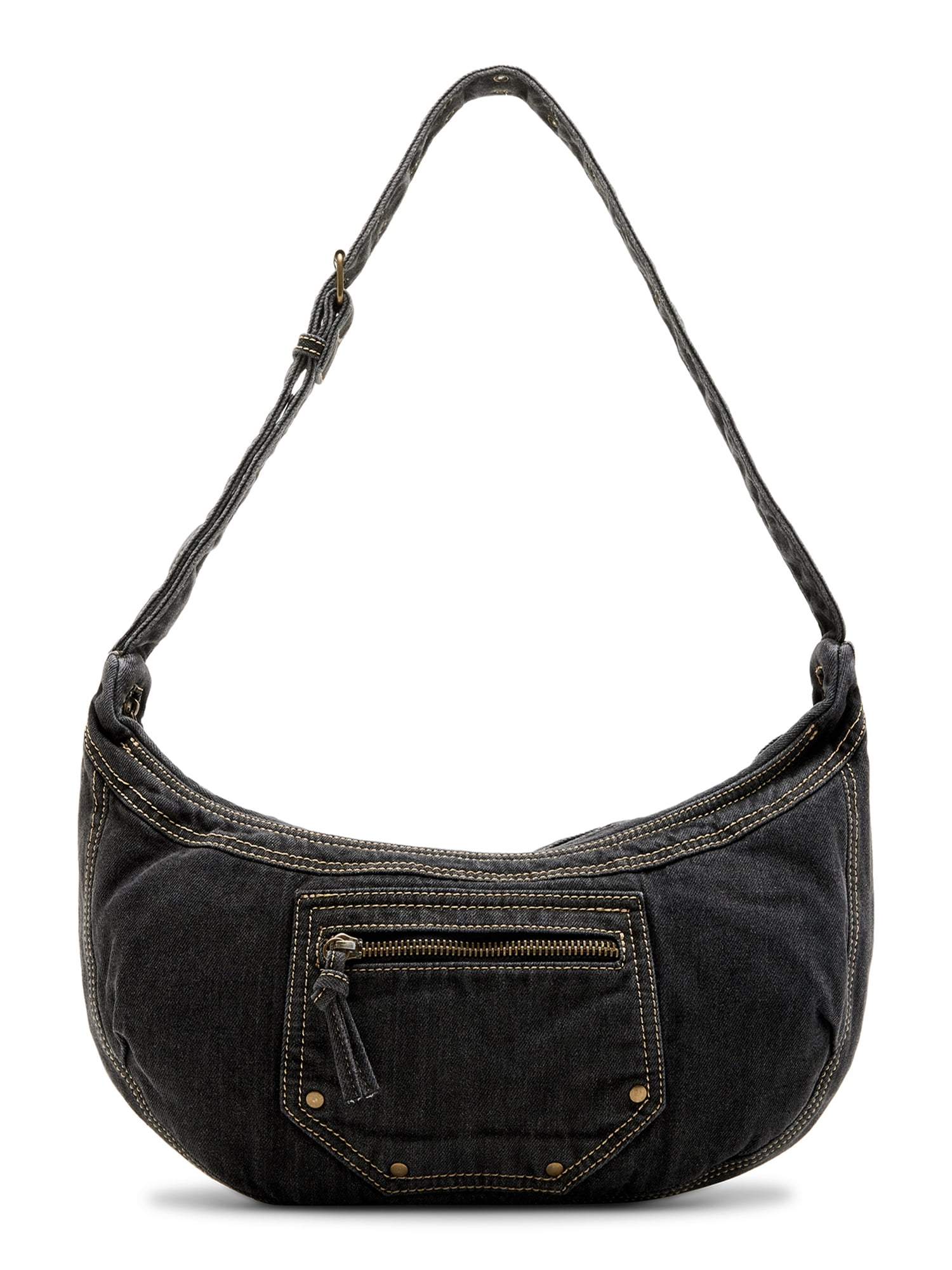 No Boundaries Women's Denim Hobo Bag, Dark Wash - Walmart.com