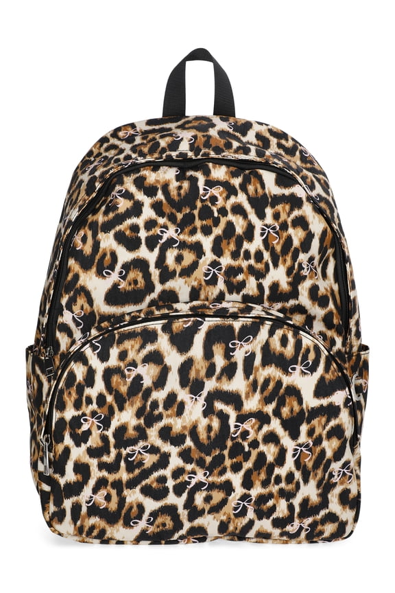 Women's 17" Dome Backpack, Leopard with Bows