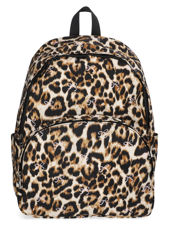 Women's 17" Dome Backpack, Leopard with Bows