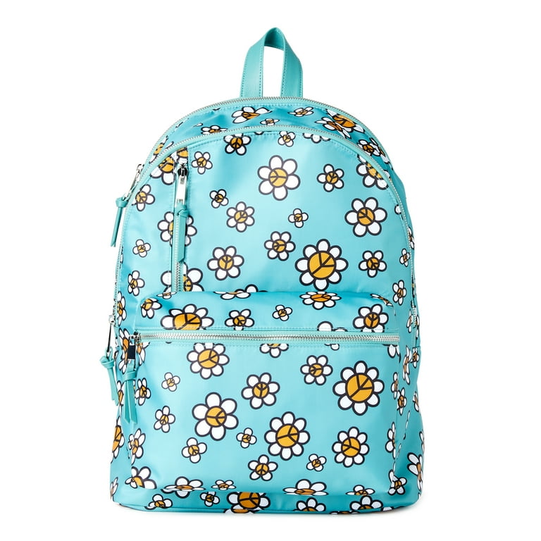 No Boundaries Women's Dome Zip Backpack, Pink Drip Smiley Print