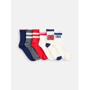 No Boundaries Women's Ribbed Mid Crew Socks with Double Cuffs, 6 Pack, Shoe Sizes 4-10